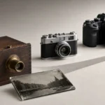 Editorial illustration showing the evolution of black-and-white photography