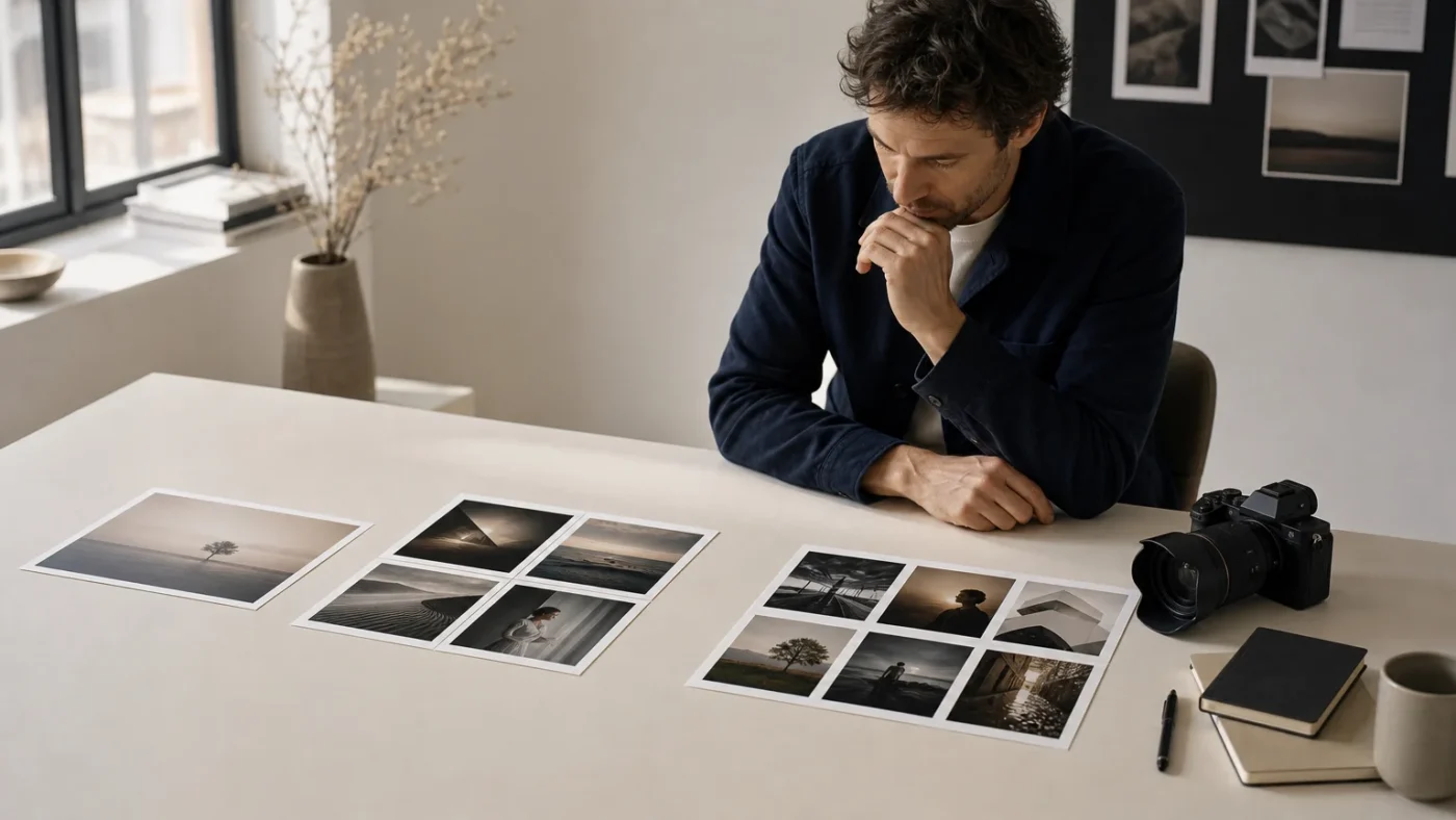 Fotógrafo comparando el valor de los planes de participación fotográfica