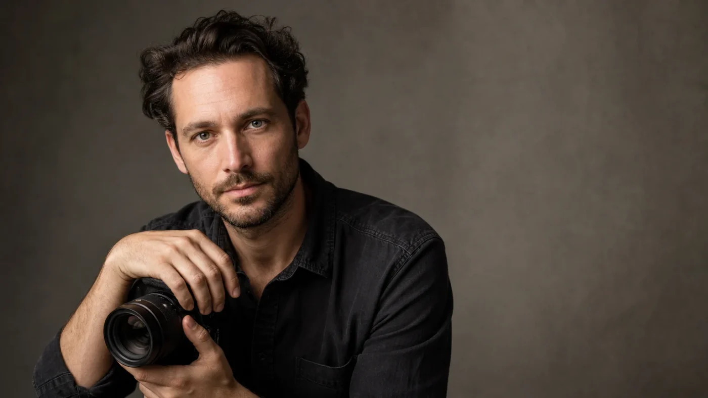 European portrait subject photographed with controlled studio lighting