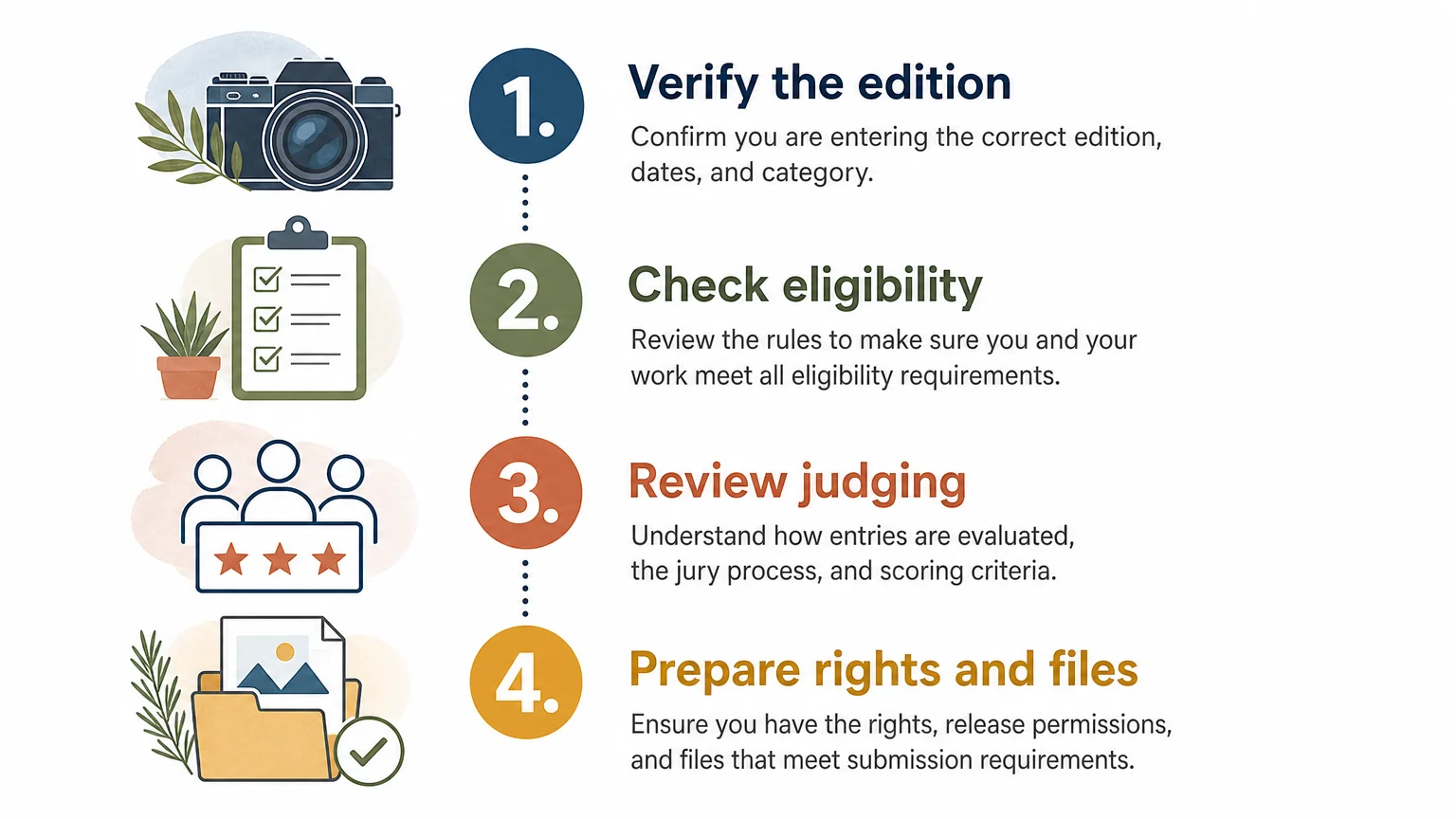Lista de cuatro pasos para verificar un premio de fotografía antes de participar