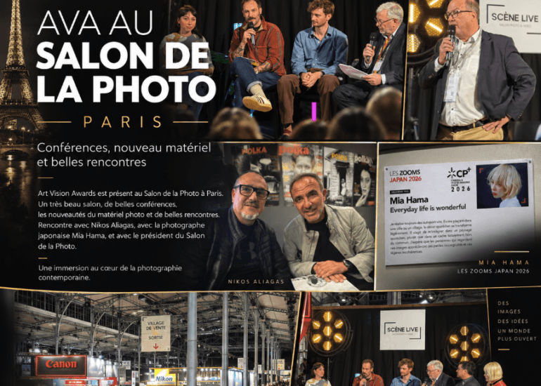 Art Vision Awards at Salon Photo & Vidéo 2026 in Paris: Gil Zetbase with Nikos Aliagas, panel discussions and Mia Hama’s exhibition.