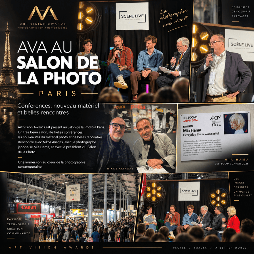 Art Vision Awards at Salon Photo & Vidéo 2026 in Paris: Gil Zetbase with Nikos Aliagas, panel discussions and Mia Hama’s exhibition.